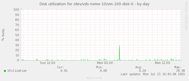 Disk utilization for /dev/vds-nvme-10/vm-100-disk-0