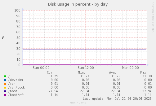 Disk usage in percent