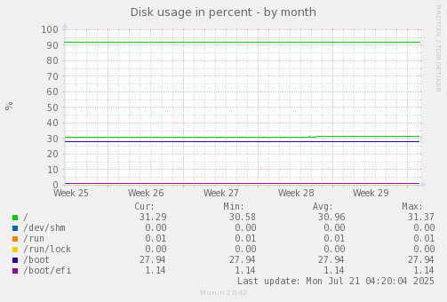 Disk usage in percent
